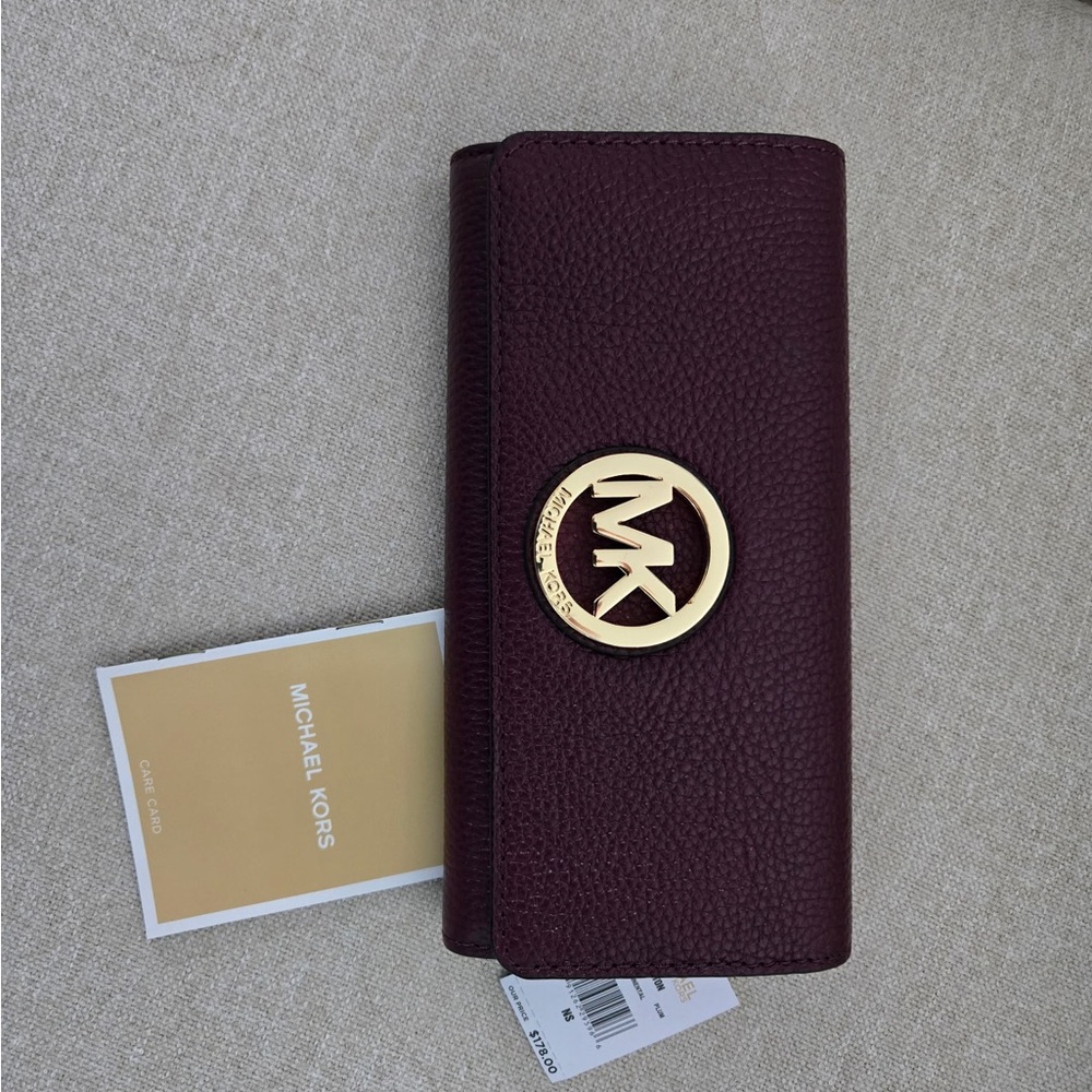 NWT Michael Kors Plum Leather Shoulder Bag and Wallet - Picture 4 of 8